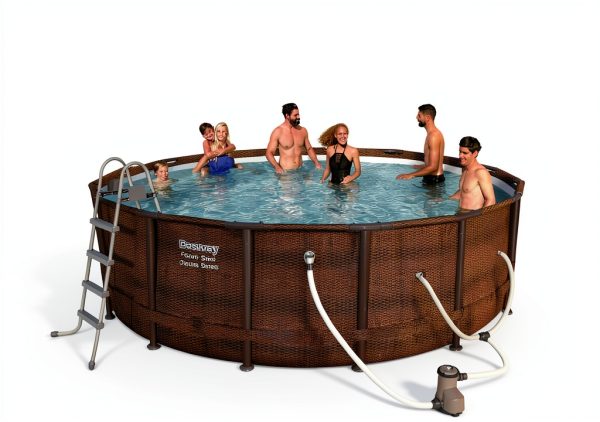 Bestway Power Steel 14 x 42 Round Above Ground Pool Set with Ladder-1