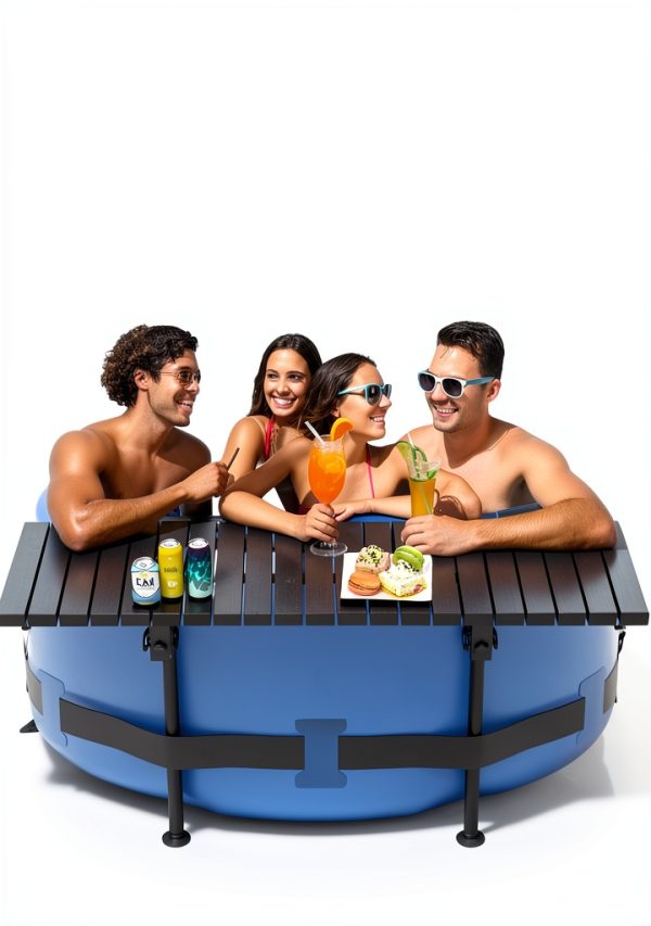 Pool Bar BoYata Aluminum Above Ground Side Table 49.4" x 9.6" Black-1